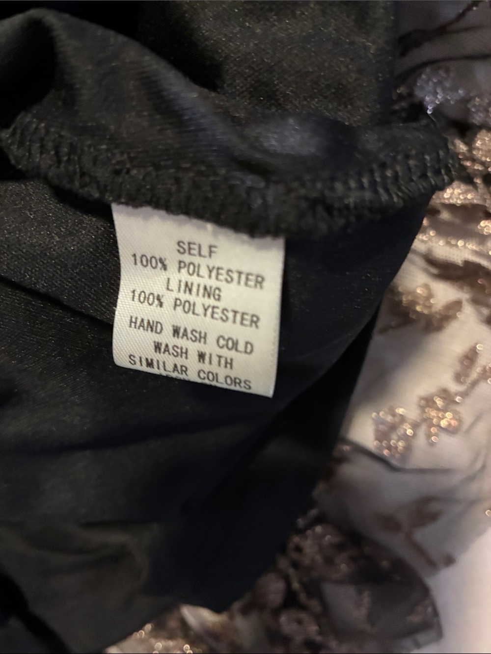 Black Maxi Dress with Delicate Pink/Gold Sparkling Floral Embroidery - Picture 7 of 8
